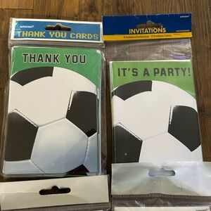 Amscan Soccer Invitations and Thank You Cards - Green and Black